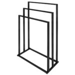 Suport metalic de baie pentru prosoape, cu 3 standuri, 84 cm, negru Mob360 - imagine 6