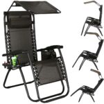 Sezlong pliabil cu parasolar si suport pahare, 77x110x175cm, maro Mob360 - imagine 7