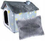 Cusca pentru pisici sau caini de talie mica, pentru interior, din catifea si bumbac, perna inclusa, 52x43x50cm Mob360 - imagine 7