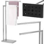 Suport metalic de baie pentru prosoape, cu 2 brate, 80 cm, argintiu cromat Mob360 - imagine 6