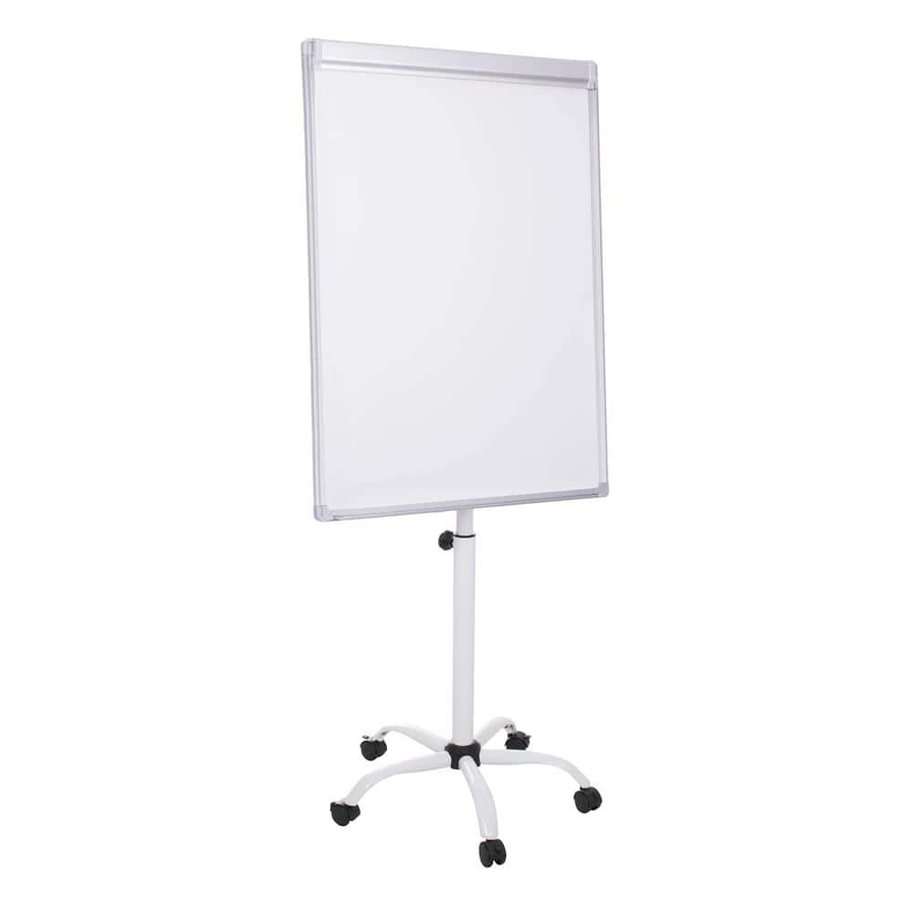 7-73 Flipchard magnetic cu picior, mobil pe role, inaltime ajustabila, 70x100cm, alb Mob360 - imagine 1