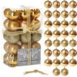 Set globuri de Craciun, 30 bucati, 3 modele, 3cm, auriu Mob360 - imagine 8