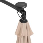 Umbrela de gradina cu brat lateral banana, iluminare LED, cu husa, 300cm, crem Mob360 - imagine 8