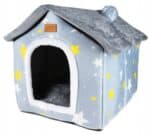 Cusca pentru pisici sau caini de talie mica, pentru interior, din catifea si bumbac, perna inclusa, 52x43x50cm Mob360 - imagine 9