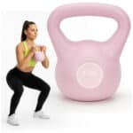 Kettlebell 4 kg, bitum cu invelis rezistent ABS, 18x21 cm, roz Mob360 - imagine 9