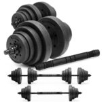 Set gantere si bara ajustabila 40 kg, 16 discuri, conector metalic cu spuma, negru Mob360