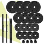 Set gantere si bara ajustabila 40 kg, 16 discuri, conector metalic cu spuma, negru Mob360 - imagine 8