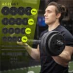 Set gantere si bara ajustabila 40 kg, 16 discuri, conector metalic cu spuma, negru Mob360 - imagine 9