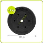 Disc greutate haltera, 15 kg, umplutura bitumica, invelist PP, 29 mm, negru Mob360 - imagine 6