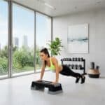 Step aerobic fitness reglabil 2 niveluri, PP, maxim 350 kg, 73x29x18 cm, negru gri Mob360 - imagine 2