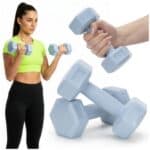 Set gantere hex 2x1 kg, bitum cu invelis rezistent PP, albastru deschis Mob360 - imagine 2