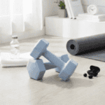 Set gantere hex 2x1 kg, bitum cu invelis rezistent PP, albastru deschis Mob360 - imagine 3