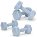 Set gantere hex 2x1 kg, bitum cu invelis rezistent PP, albastru deschis Mob360 - imagine 4