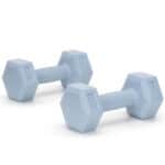 Set gantere hex 2x1 kg, bitum cu invelis rezistent PP, albastru deschis Mob360 - imagine 7