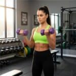 Set gantere hex 2x2 kg, bitum cu invelis rezistent PP, mov Mob360 - imagine 2