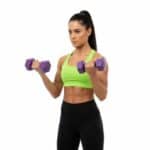 Set gantere hex 2x2 kg, bitum cu invelis rezistent PP, mov Mob360 - imagine 3