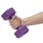 Set gantere hex 2x2 kg, bitum cu invelis rezistent PP, mov Mob360 - imagine 7