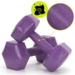 Set gantere hex 2x2 kg, bitum cu invelis rezistent PP, mov Mob360 - imagine 8