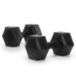 Set gantere hex 2x5 kg, bitum cu invelis rezistent PP, negru Mob360 - imagine 5