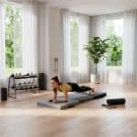 Saltea fitness pliabila 3 segmente, PVC si spuma EPE, 180x60x6 cm, negru si gri Mob360 - imagine 2
