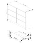 Comoda cu 6 sertare, PAL laminat, 120x40x77 cm, stejar artisan si alb Mob360 - imagine 3