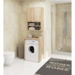 Dulap baie suspendat, cu 2 usi si 2 rafturi deschise, PAL 16 mm, 64x30x94 cm, stejar sonoma Mob360 - imagine 2