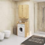 Dulap baie suspendat, cu 2 usi si 4 rafturi interioare, PAL 16 mm, 64x30x94 cm, stejar artisan Mob360 - imagine 4