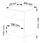 Comoda MOBI K-03 cu 3 sertare, PAL laminat 16 mm, 40x37x58 cm, casmir cu detalii aurii Mob360 - imagine 3