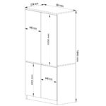 Dulap cu 4 usi, rafturi si bara pentru umerase, PAL laminat, 90x51x180 cm, gri grafit si stejar artisan Mob360 - imagine 3