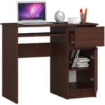 Birou computer PIKSEL, cu sertar, dulap si raft pentru tastatura, dreapta, 90x50x77 cm, maro wenge Mob360 - imagine 6
