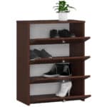 Dulap pantofi cu 4 usi rabatabile, PAL laminat, 60x33x80 cm, maro wenge Mob360 - imagine 2