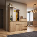 Set hol Entro cu oglinda, cuier si spatii de depozitare, PAL laminat 16 mm, 95x35x183 cm, stejar sonoma Mob360 - imagine 6