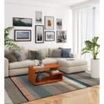 Masuta de cafea Vini pe roti, cu raft inferior si blat din PAL laminat, 90x51x40 cm, maro arin Mob360 - imagine 4