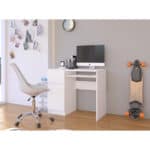 Birou computer PIKSEL, cu sertar, dulap si raft pentru tastatura, stanga, 90x50x77 cm, alb Mob360 - imagine 4