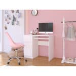 Birou computer PIKSEL, cu sertar, dulap si raft pentru tastatura, stanga, 90x50x77 cm, alb Mob360 - imagine 5