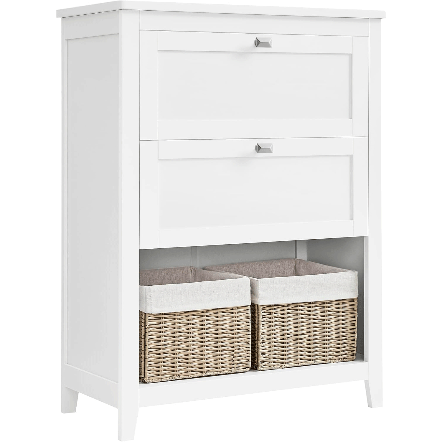 BBC545W02-1 VASAGLE Dulap baie cu 2 sertare, 2 cosuri si raft, separatoare reglabile, MDF, 30x60x80 cm, alb Mob360 - imagine 1