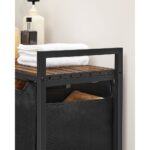 VASAGLE Cos de rufe, 3 compartimente, saci de rufe detasabili, raft, cadru metalic, 3x38L, 93x33x72 cm, maro vintage si negru Mob360 - imagine 4