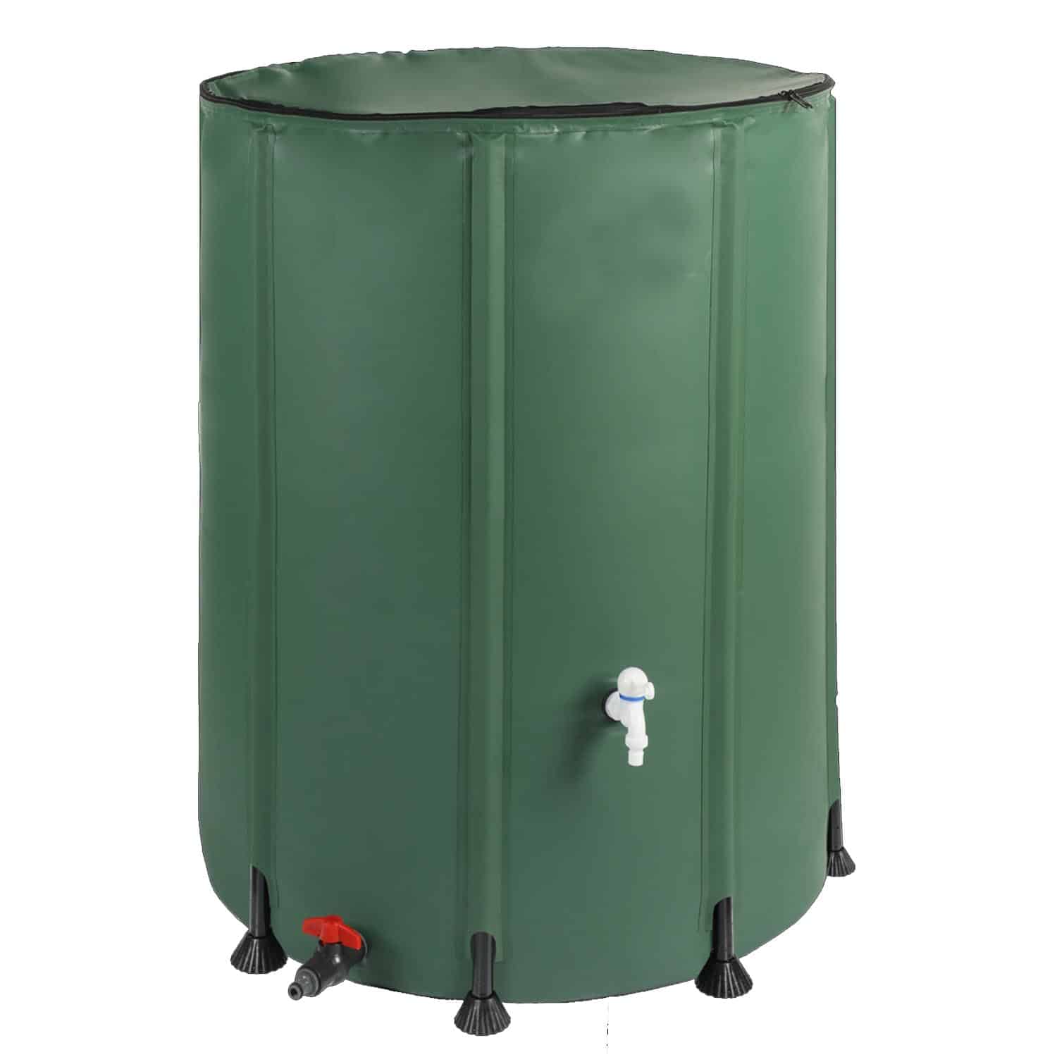 DES-5006 Rezervor apa pluviala 1000 L, pliabil 100x125 cm, cu robinet, filtru si capac cu fermoar, PVC rezistent UV, verde Mob360 - imagine 1