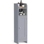 VASAGLE Dulap de baie, pentru spatii inguste, cu rafturi si usa, 18x20x80 cm, gri Mob360