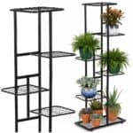 Suport pentru flori, metalic, cu 6 polite, structura verticala, 41x22x106 cm, negru Mob360 - imagine 2