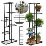 Suport pentru flori, metalic, cu 6 polite, structura verticala, 41x22x106 cm, negru Mob360 - imagine 4