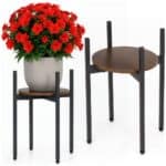 Suport metalic pentru floare, cu polita rotunda din MDF, 32x32x43 cm, negru Mob360 - imagine 2