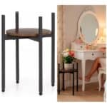 Suport metalic pentru floare, cu polita rotunda din MDF, 32x32x43 cm, negru Mob360 - imagine 3