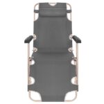 Sezlong pliabil cu perna si suport picioare reglabil, 176x66x92 cm, gri Mob360 - imagine 5