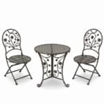 Set mobilier gradina metalic Madison, masa 60x60x70 cm si 2 scaune 40x40x94 cm, stil vintage, bronz Mob360