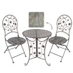 Set mobilier gradina metalic Madison, masa 60x60x70 cm si 2 scaune 40x40x94 cm, stil vintage, bronz Mob360 - imagine 3