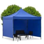 Pavilion pliabil gradina 3x3 m cu acoperis impermeabil si 3 pereti laterali, structura metalica, inaltime reglabila, albastru Mob360 - imagine 2