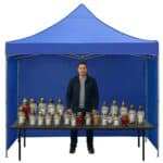 Pavilion pliabil gradina 3x3 m cu acoperis impermeabil si 3 pereti laterali, structura metalica, inaltime reglabila, albastru Mob360 - imagine 3