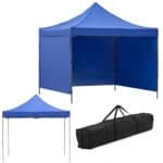 Pavilion pliabil gradina 3x3 m cu acoperis impermeabil si 3 pereti laterali, structura metalica, inaltime reglabila, albastru Mob360 - imagine 4