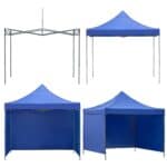 Pavilion pliabil gradina 3x3 m cu acoperis impermeabil si 3 pereti laterali, structura metalica, inaltime reglabila, albastru Mob360 - imagine 5